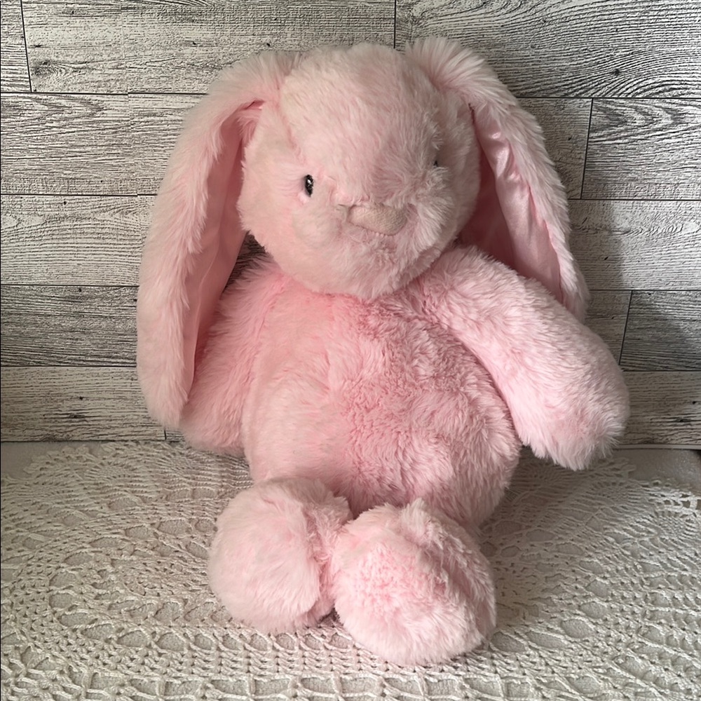 Pink Fluffy Stuffed Rabbit with Long Ears